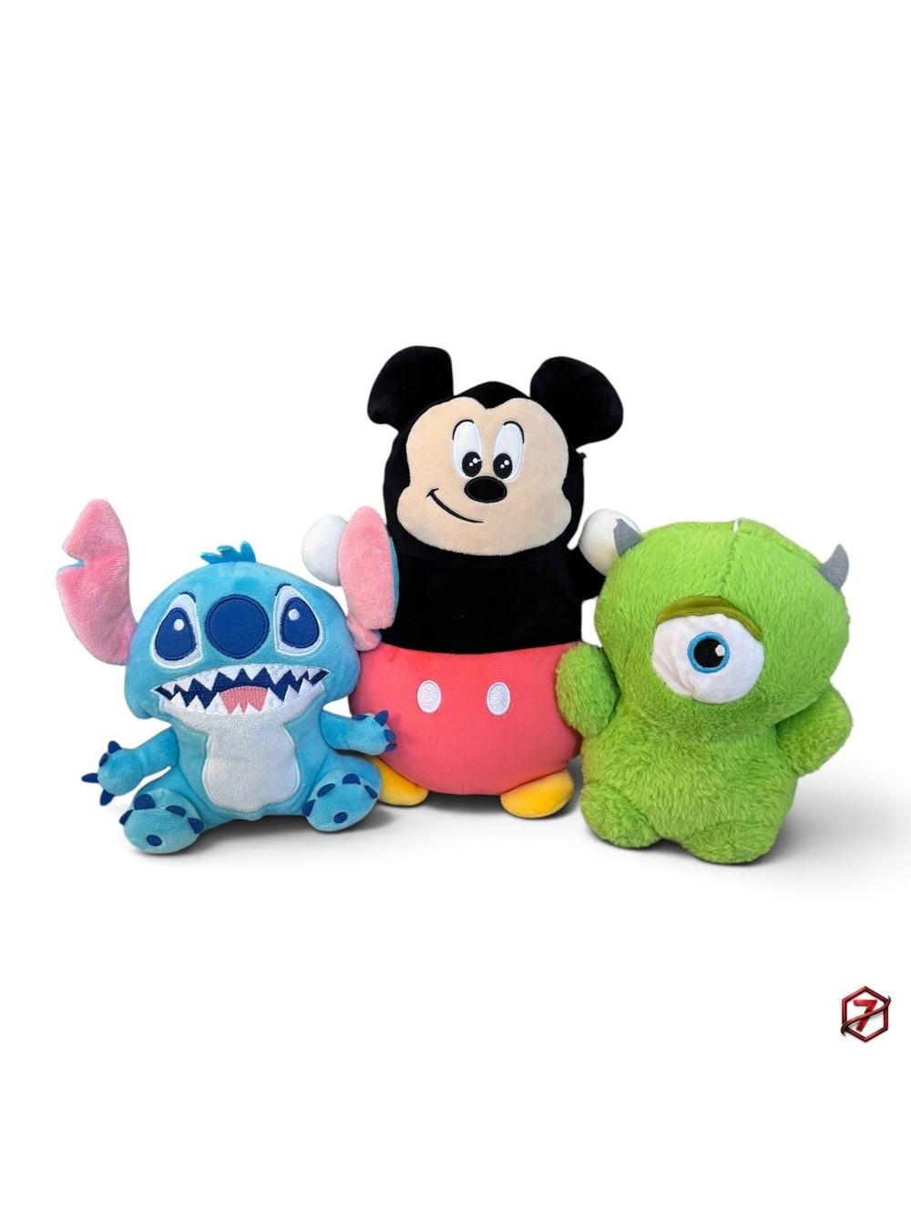 Disney Plush 3-Piece Lot Mickey Mouse Stitch Mike Wazowski Bundle